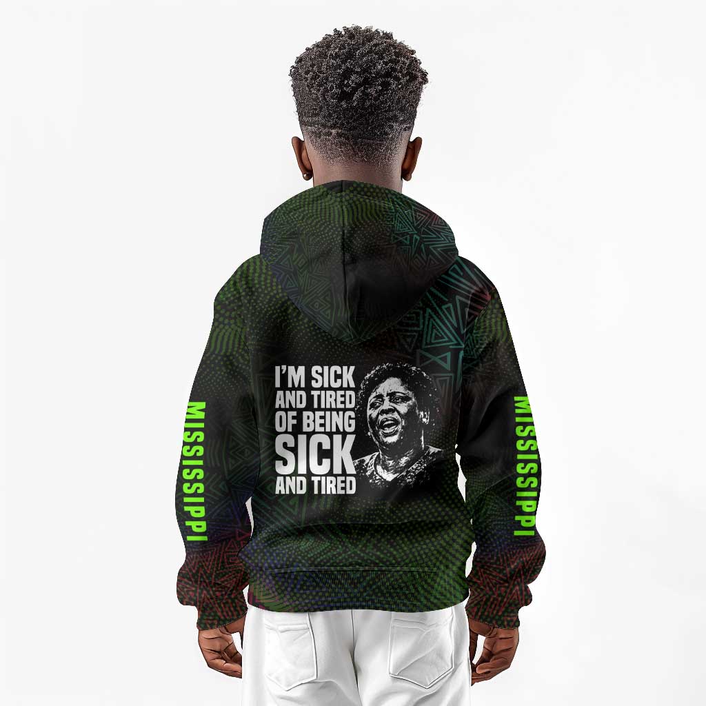 Fannie Lou Hamer Kid Hoodie Im Sick and Tired Quote Design Bold Portrait and Civil Rights Movement Tribute - Wonder Print Shop
