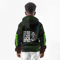 Fannie Lou Hamer Kid Hoodie Im Sick and Tired Quote Design Bold Portrait and Civil Rights Movement Tribute - Wonder Print Shop