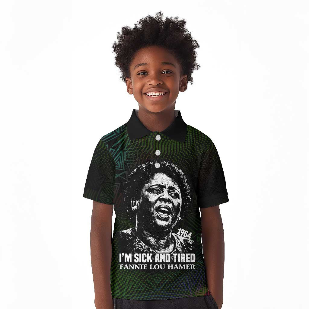 Fannie Lou Hamer Kid Polo Shirt Im Sick and Tired Quote Design Bold Portrait and Civil Rights Movement Tribute - Wonder Print Shop