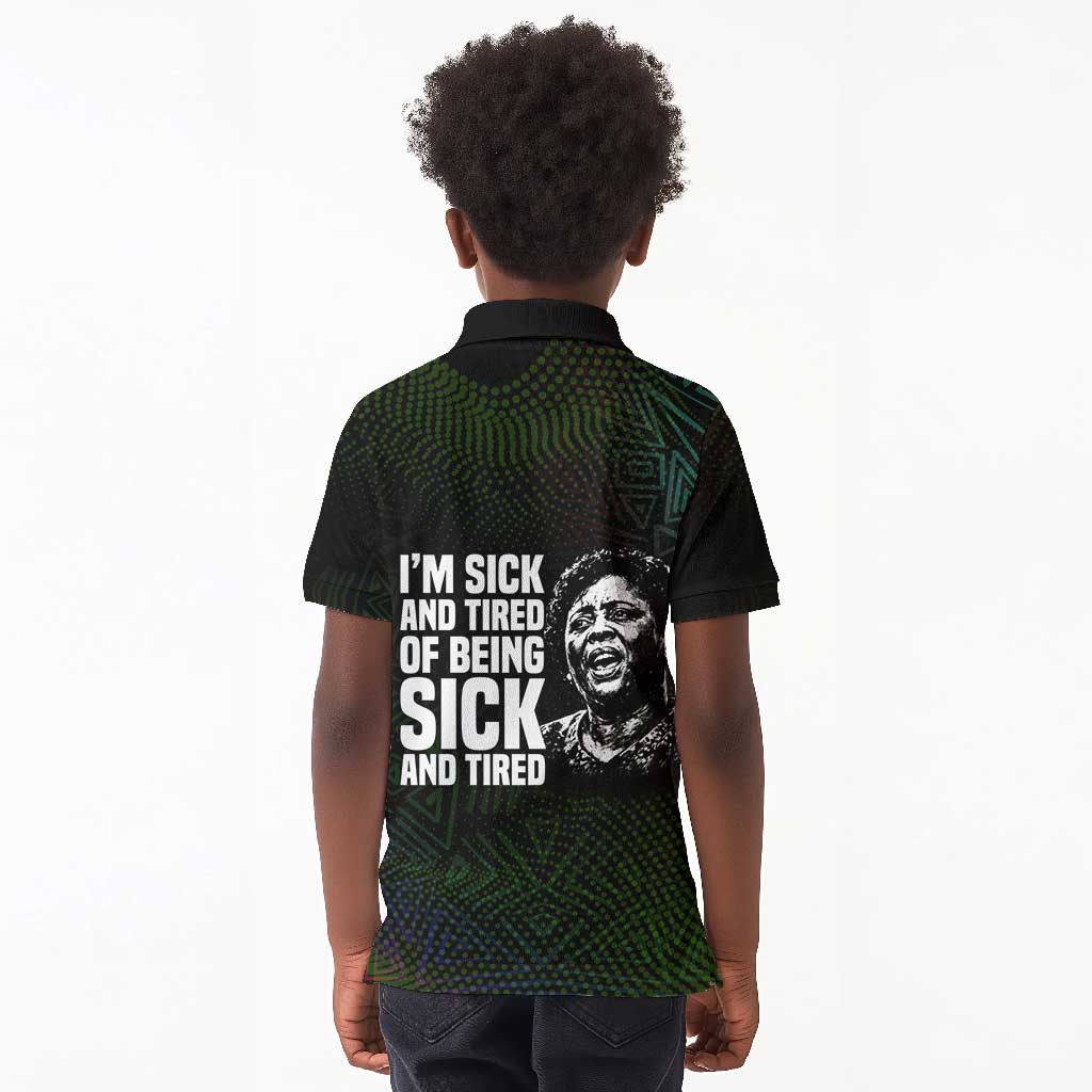 Fannie Lou Hamer Kid Polo Shirt Im Sick and Tired Quote Design Bold Portrait and Civil Rights Movement Tribute - Wonder Print Shop