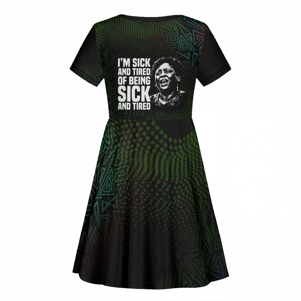 Fannie Lou Hamer Kid Short Sleeve Dress Im Sick and Tired Quote Design Bold Portrait and Civil Rights Movement Tribute - Wonder Print Shop