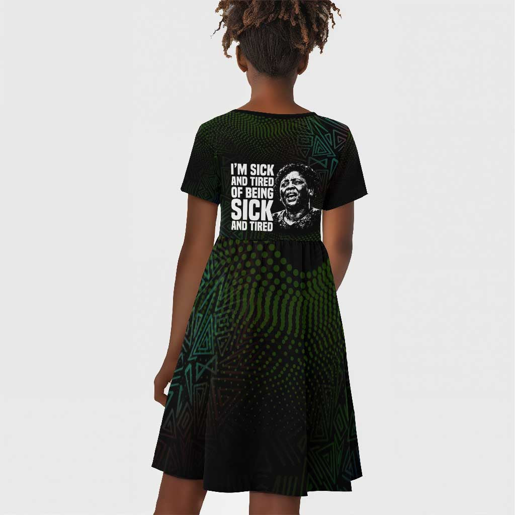 Fannie Lou Hamer Kid Short Sleeve Dress Im Sick and Tired Quote Design Bold Portrait and Civil Rights Movement Tribute - Wonder Print Shop