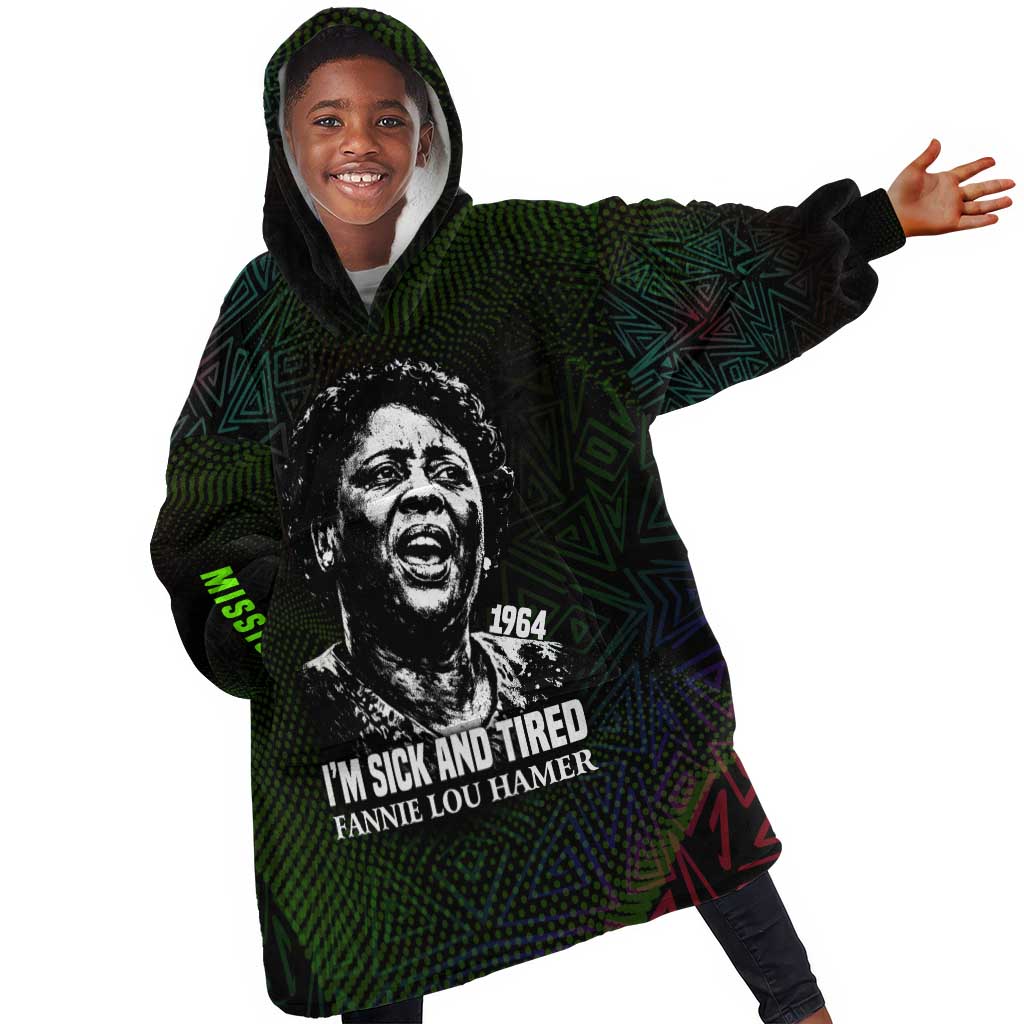 Fannie Lou Hamer Kid Wearable Blanket Hoodie Im Sick and Tired Quote Design Bold Portrait and Civil Rights Movement Tribute - Wonder Print Shop