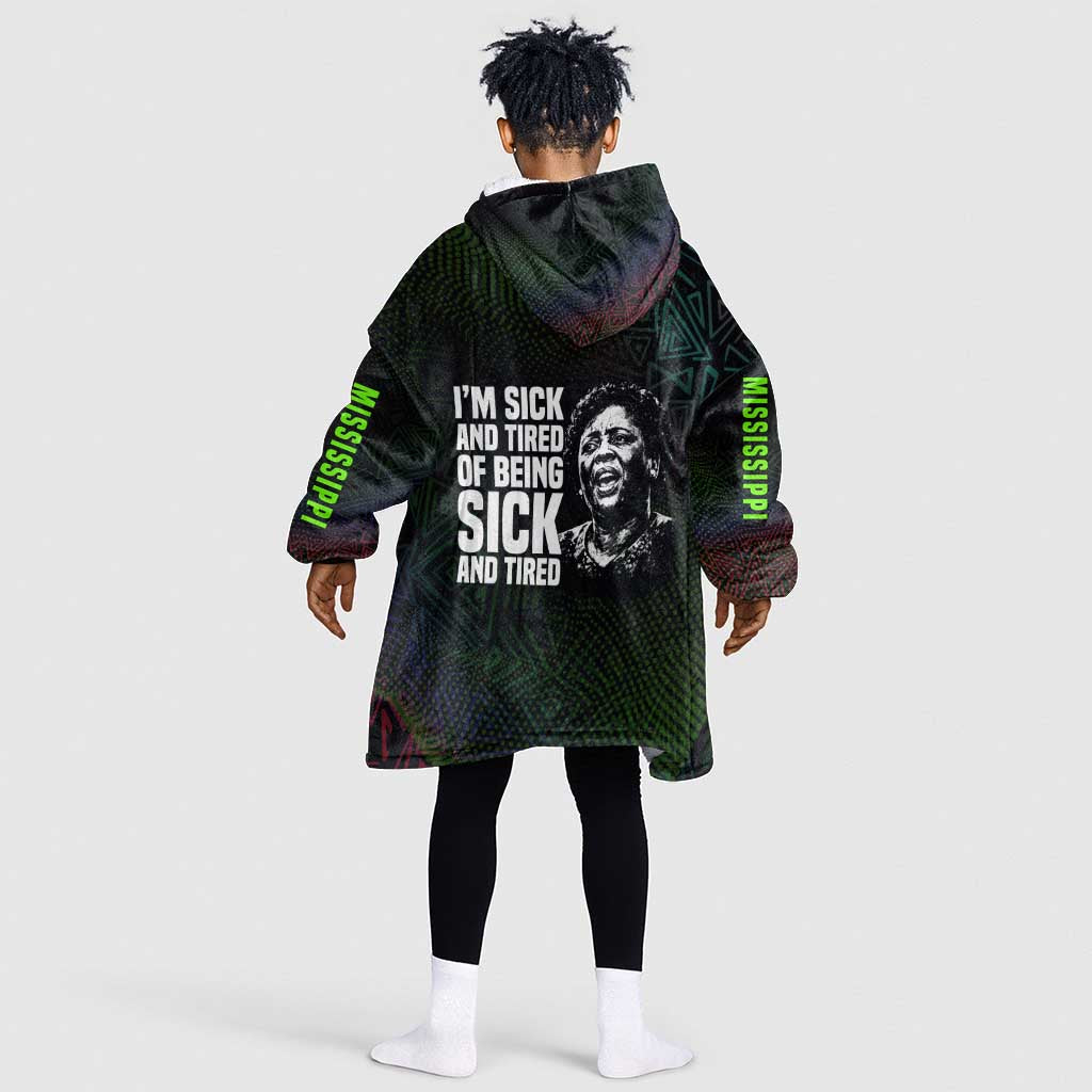 Fannie Lou Hamer Kid Wearable Blanket Hoodie Im Sick and Tired Quote Design Bold Portrait and Civil Rights Movement Tribute - Wonder Print Shop