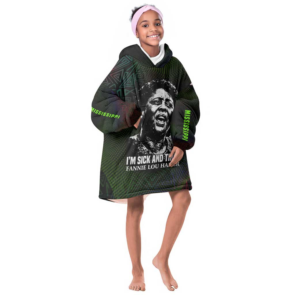Fannie Lou Hamer Kid Wearable Blanket Hoodie Im Sick and Tired Quote Design Bold Portrait and Civil Rights Movement Tribute - Wonder Print Shop