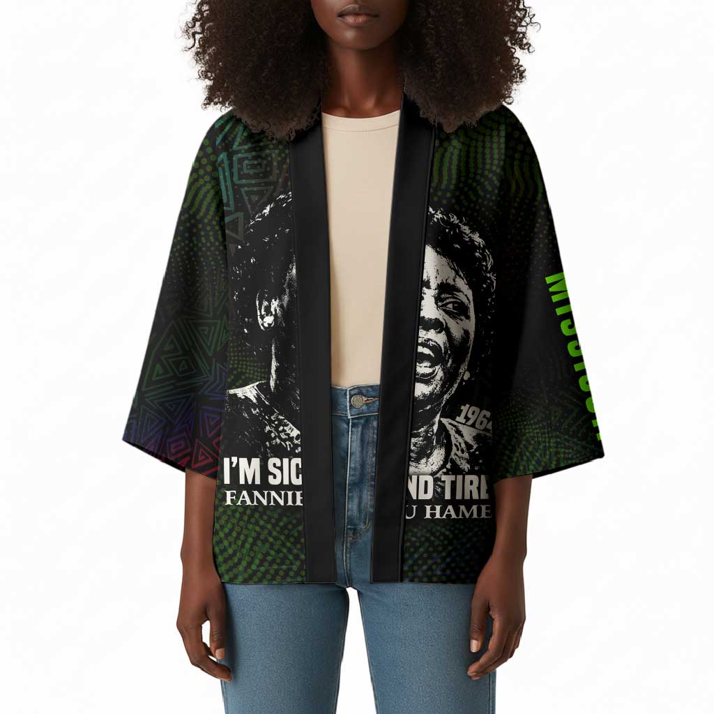 Fannie Lou Hamer Kimono Im Sick and Tired Quote Design Bold Portrait and Civil Rights Movement Tribute - Wonder Print Shop