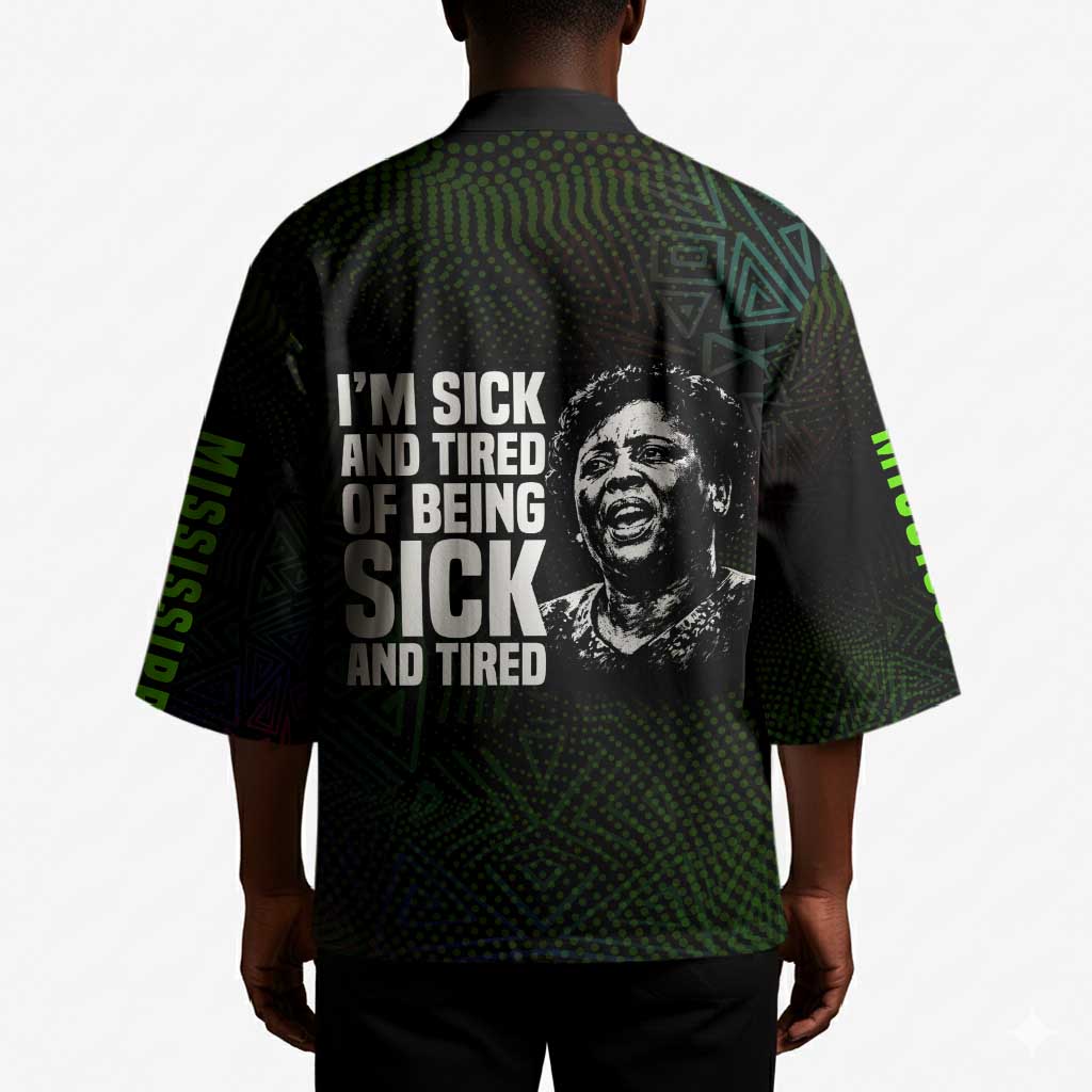 Fannie Lou Hamer Kimono Im Sick and Tired Quote Design Bold Portrait and Civil Rights Movement Tribute - Wonder Print Shop