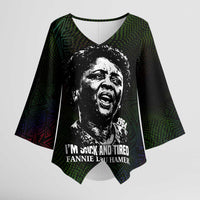 Fannie Lou Hamer Kimono Sleeve Blouse Im Sick and Tired Quote Design Bold Portrait and Civil Rights Movement Tribute - Wonder Print Shop