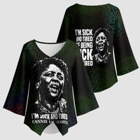 Fannie Lou Hamer Kimono Sleeve Blouse Im Sick and Tired Quote Design Bold Portrait and Civil Rights Movement Tribute - Wonder Print Shop