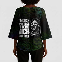 Fannie Lou Hamer Kimono Sleeve Blouse Im Sick and Tired Quote Design Bold Portrait and Civil Rights Movement Tribute - Wonder Print Shop