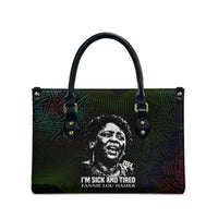 Fannie Lou Hamer Leather Bag Im Sick and Tired Quote Design Bold Portrait and Civil Rights Movement Tribute - Wonder Print Shop