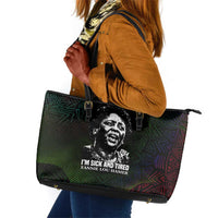 Fannie Lou Hamer Leather Tote Bag Im Sick and Tired Quote Design Bold Portrait and Civil Rights Movement Tribute - Wonder Print Shop