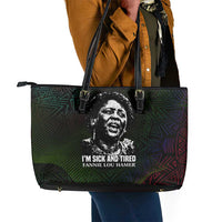 Fannie Lou Hamer Leather Tote Bag Im Sick and Tired Quote Design Bold Portrait and Civil Rights Movement Tribute - Wonder Print Shop