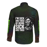 Fannie Lou Hamer Long Sleeve Button Shirt Im Sick and Tired Quote Design Bold Portrait and Civil Rights Movement Tribute - Wonder Print Shop