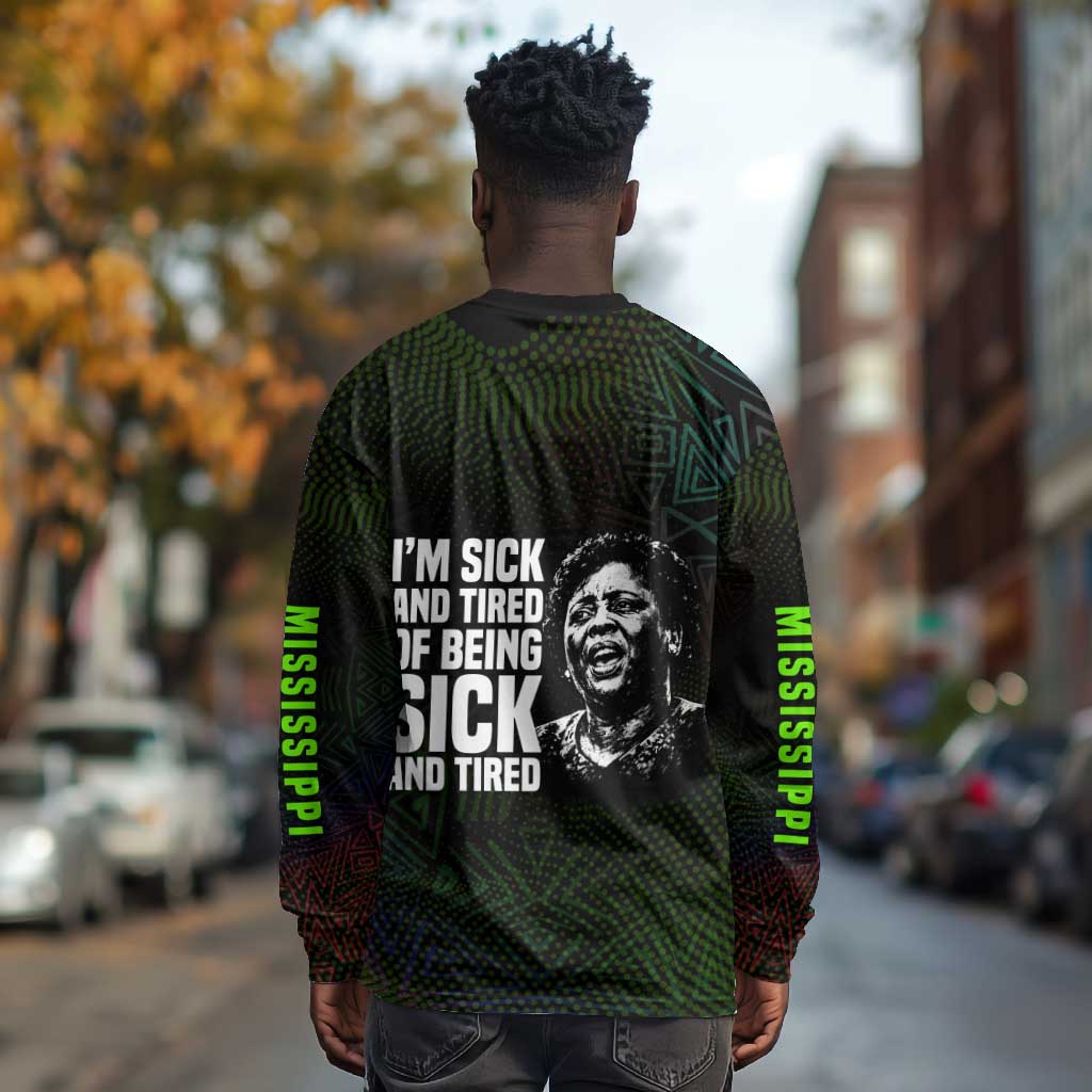 Fannie Lou Hamer Long Sleeve Shirt Im Sick and Tired Quote Design Bold Portrait and Civil Rights Movement Tribute - Wonder Print Shop