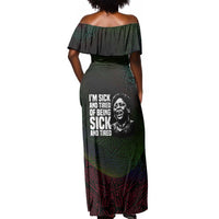 Fannie Lou Hamer Off Shoulder Maxi Dress Im Sick and Tired Quote Design Bold Portrait and Civil Rights Movement Tribute - Wonder Print Shop