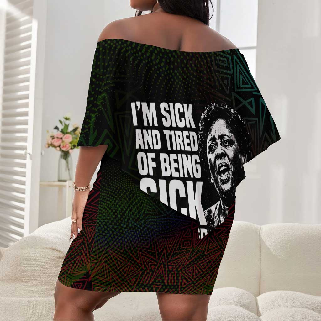 Fannie Lou Hamer Off Shoulder Short Dress Im Sick and Tired Quote Design Bold Portrait and Civil Rights Movement Tribute - Wonder Print Shop