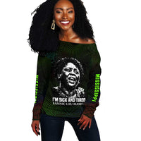 Fannie Lou Hamer Off Shoulder Sweater Im Sick and Tired Quote Design Bold Portrait and Civil Rights Movement Tribute - Wonder Print Shop