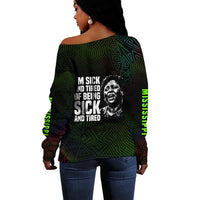 Fannie Lou Hamer Off Shoulder Sweater Im Sick and Tired Quote Design Bold Portrait and Civil Rights Movement Tribute - Wonder Print Shop