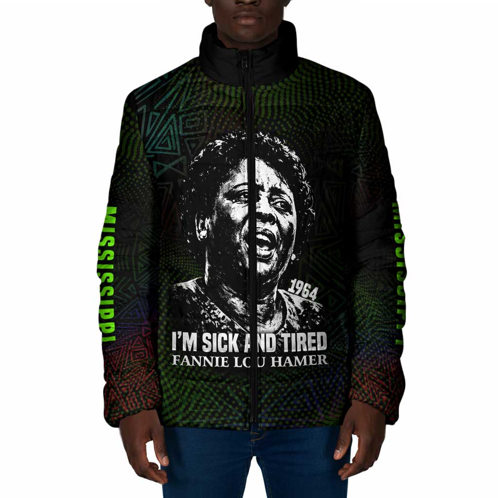 Fannie Lou Hamer Padded Jacket Im Sick and Tired Quote Design Bold Portrait and Civil Rights Movement Tribute - Wonder Print Shop