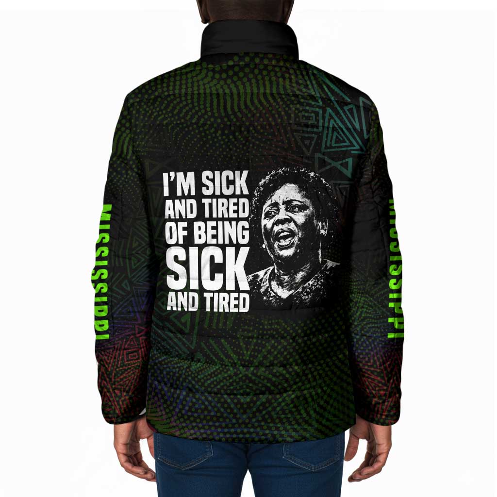 Fannie Lou Hamer Padded Jacket Im Sick and Tired Quote Design Bold Portrait and Civil Rights Movement Tribute - Wonder Print Shop