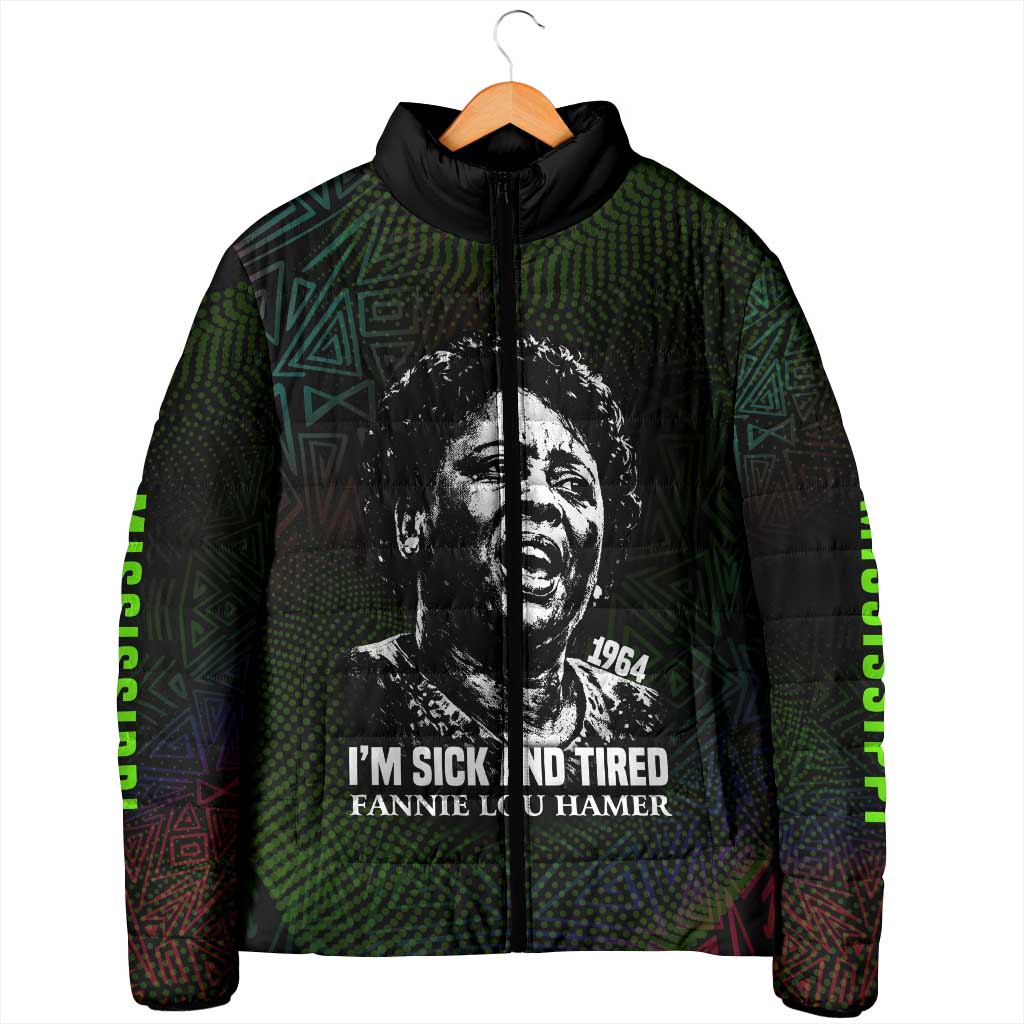 Fannie Lou Hamer Padded Jacket Im Sick and Tired Quote Design Bold Portrait and Civil Rights Movement Tribute - Wonder Print Shop