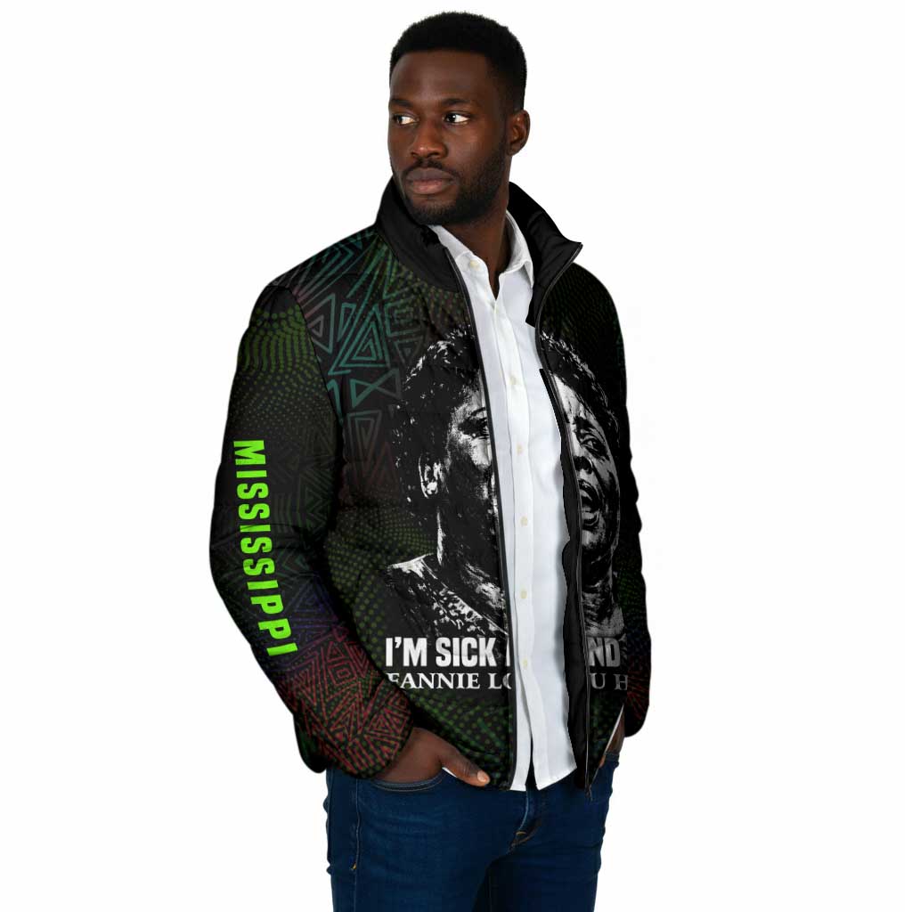 Fannie Lou Hamer Padded Jacket Im Sick and Tired Quote Design Bold Portrait and Civil Rights Movement Tribute - Wonder Print Shop