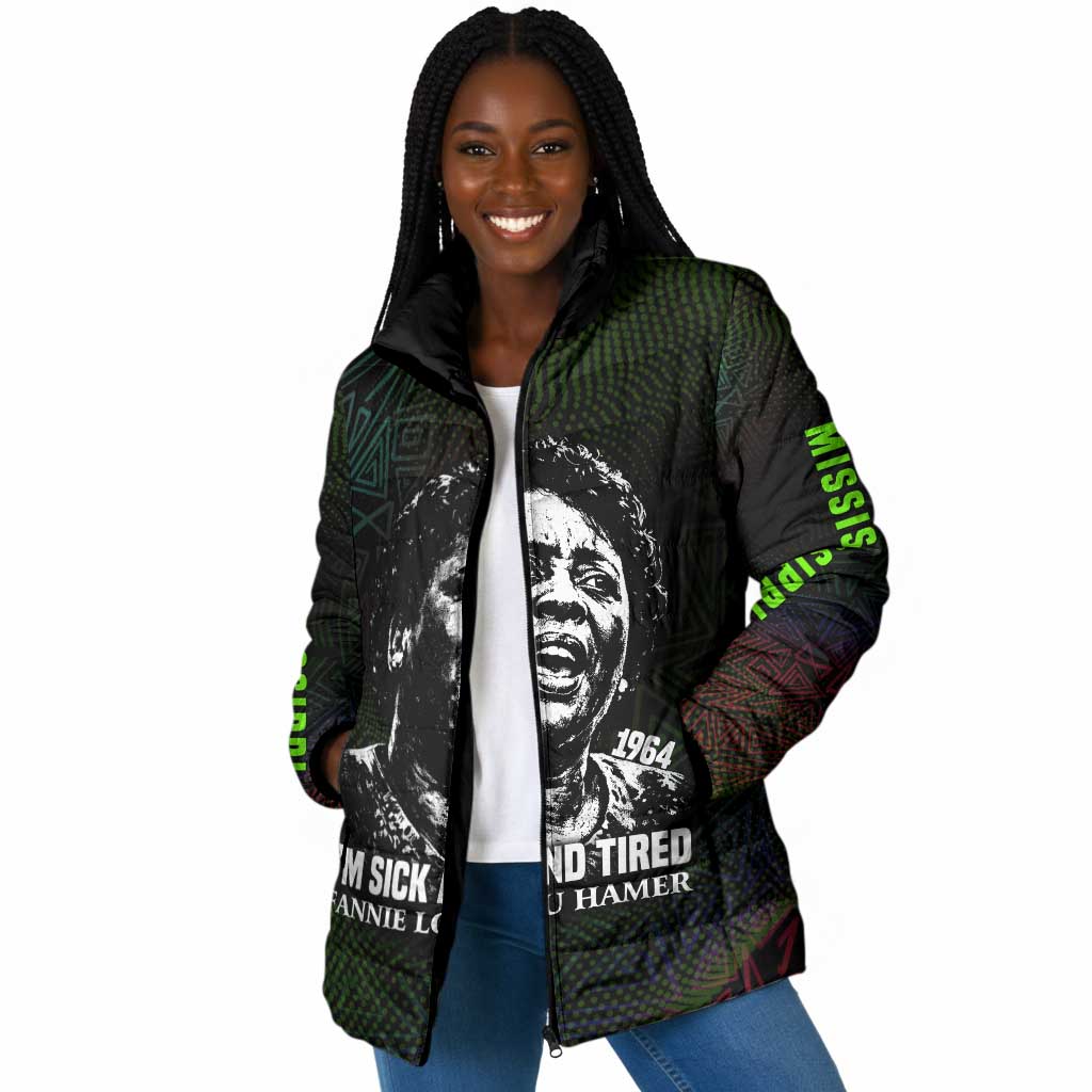 Fannie Lou Hamer Padded Jacket Im Sick and Tired Quote Design Bold Portrait and Civil Rights Movement Tribute - Wonder Print Shop