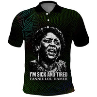 Fannie Lou Hamer Polo Shirt Im Sick and Tired Quote Design Bold Portrait and Civil Rights Movement Tribute - Wonder Print Shop