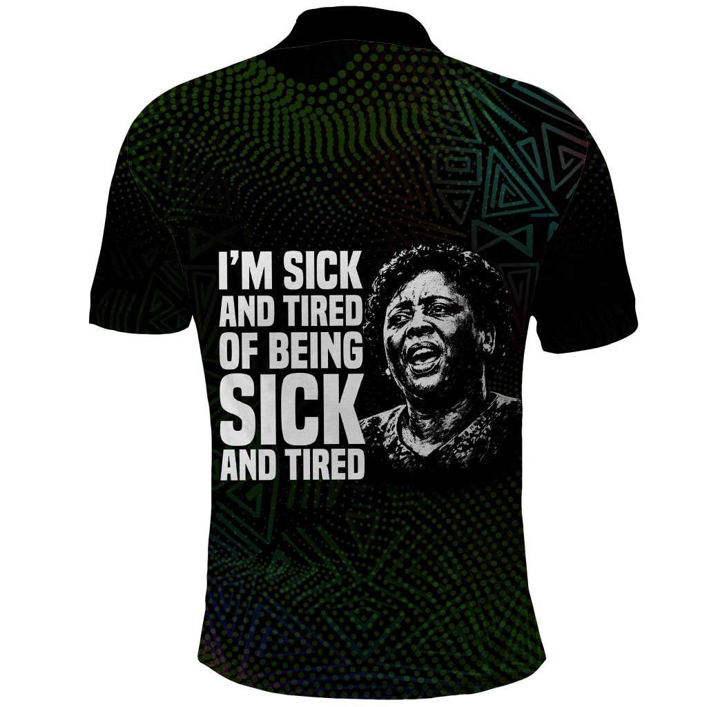 Fannie Lou Hamer Polo Shirt Im Sick and Tired Quote Design Bold Portrait and Civil Rights Movement Tribute - Wonder Print Shop