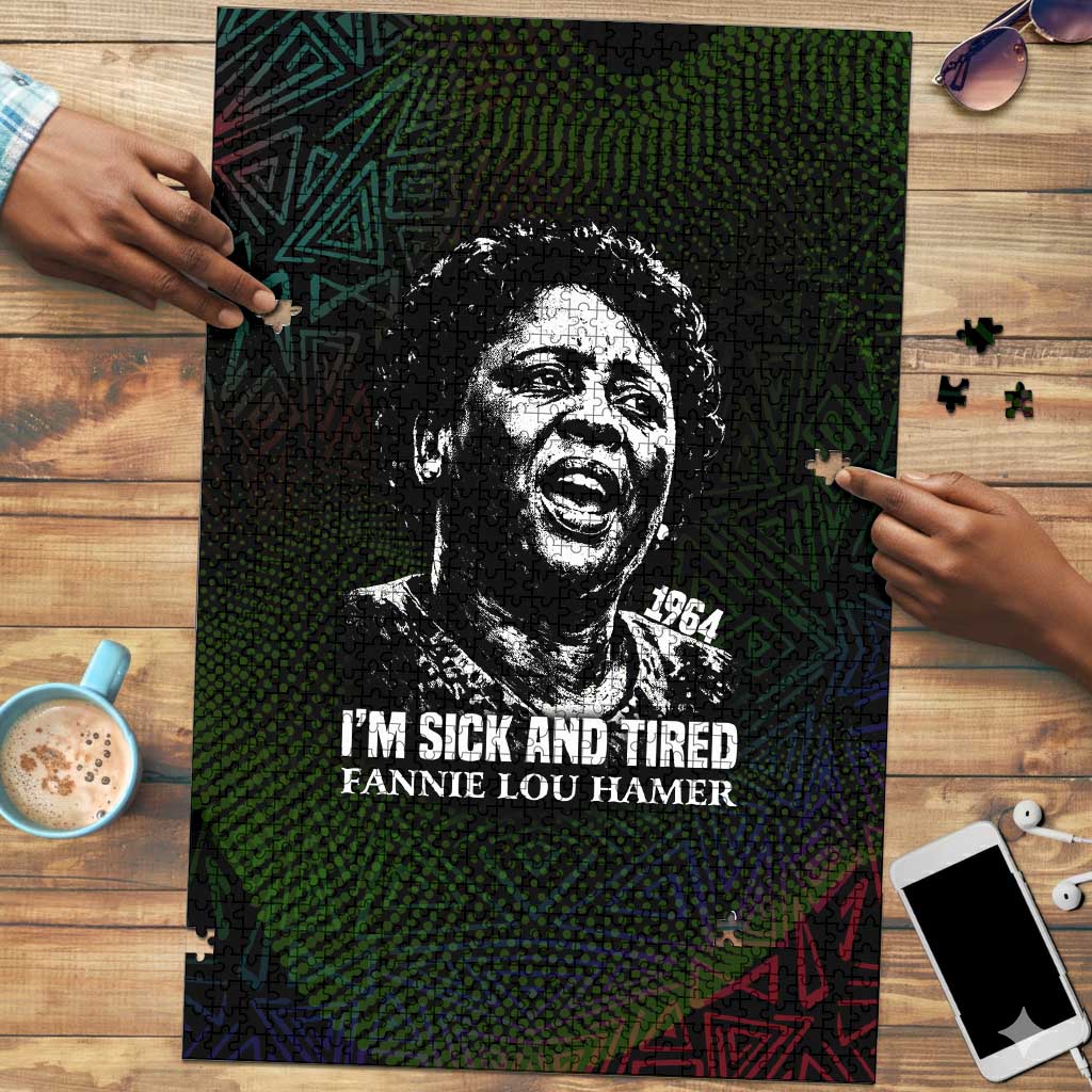 Fannie Lou Hamer Puzzle Im Sick and Tired Quote Design Bold Portrait and Civil Rights Movement Tribute - Wonder Print Shop