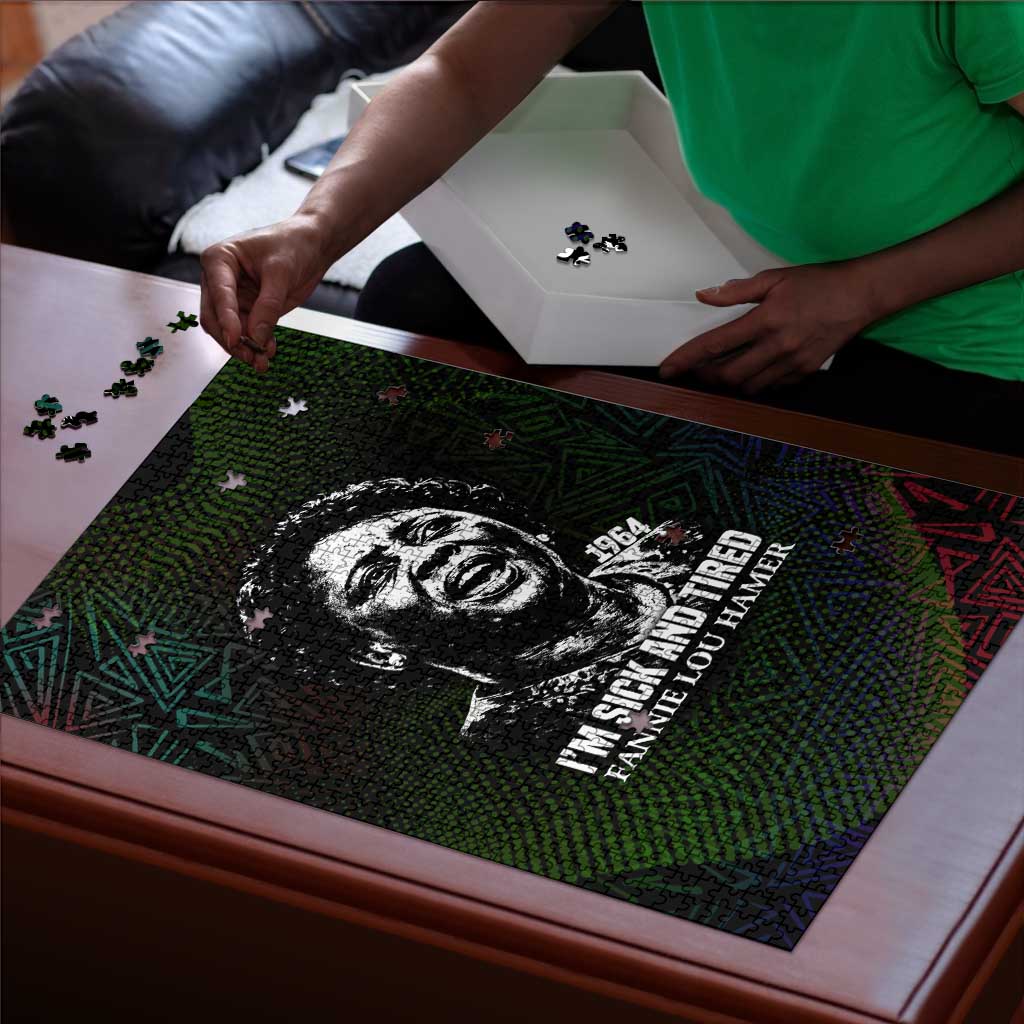 Fannie Lou Hamer Puzzle Im Sick and Tired Quote Design Bold Portrait and Civil Rights Movement Tribute - Wonder Print Shop