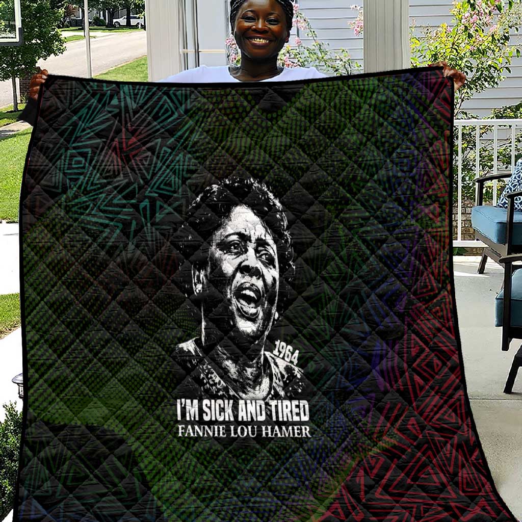Fannie Lou Hamer Quilt Im Sick and Tired Quote Design Bold Portrait and Civil Rights Movement Tribute - Wonder Print Shop