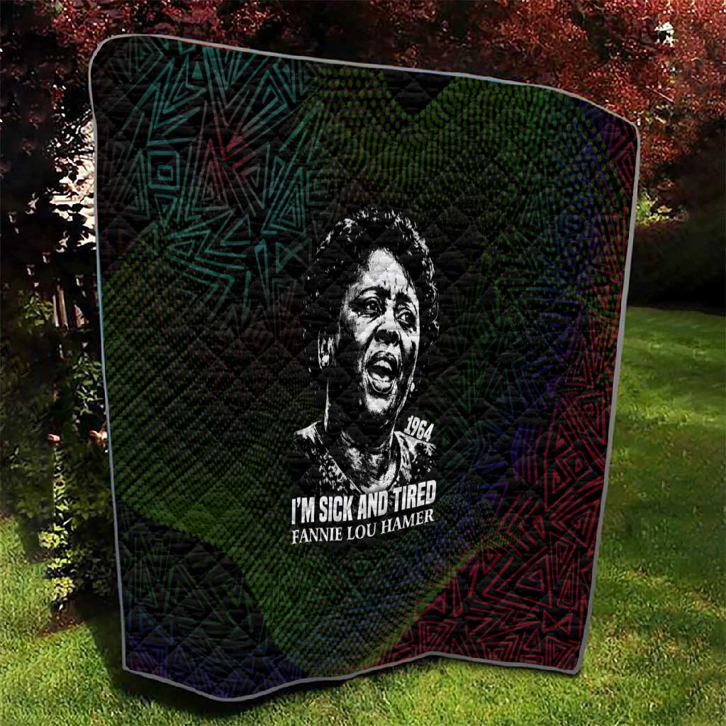 Fannie Lou Hamer Quilt Im Sick and Tired Quote Design Bold Portrait and Civil Rights Movement Tribute - Wonder Print Shop