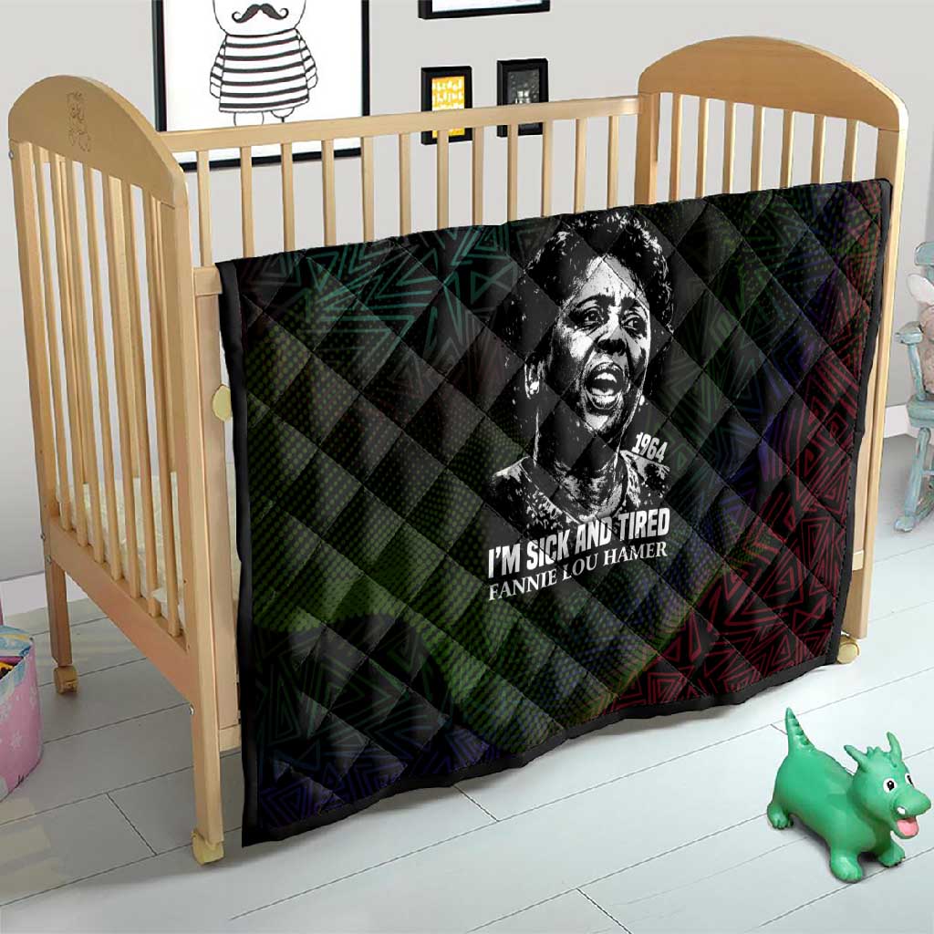 Fannie Lou Hamer Quilt Im Sick and Tired Quote Design Bold Portrait and Civil Rights Movement Tribute - Wonder Print Shop