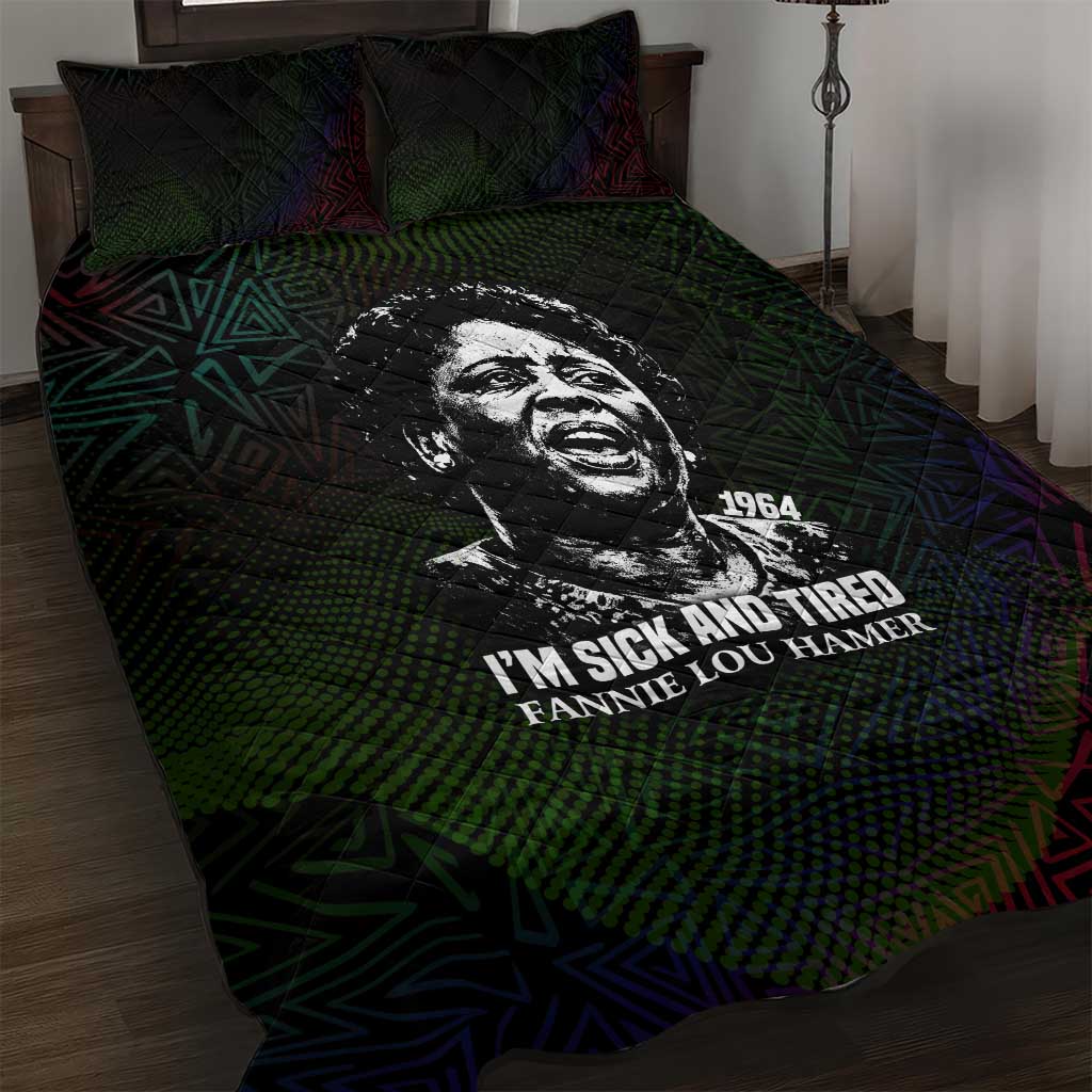 Fannie Lou Hamer Quilt Bed Set Im Sick and Tired Quote Design Bold Portrait and Civil Rights Movement Tribute - Wonder Print Shop
