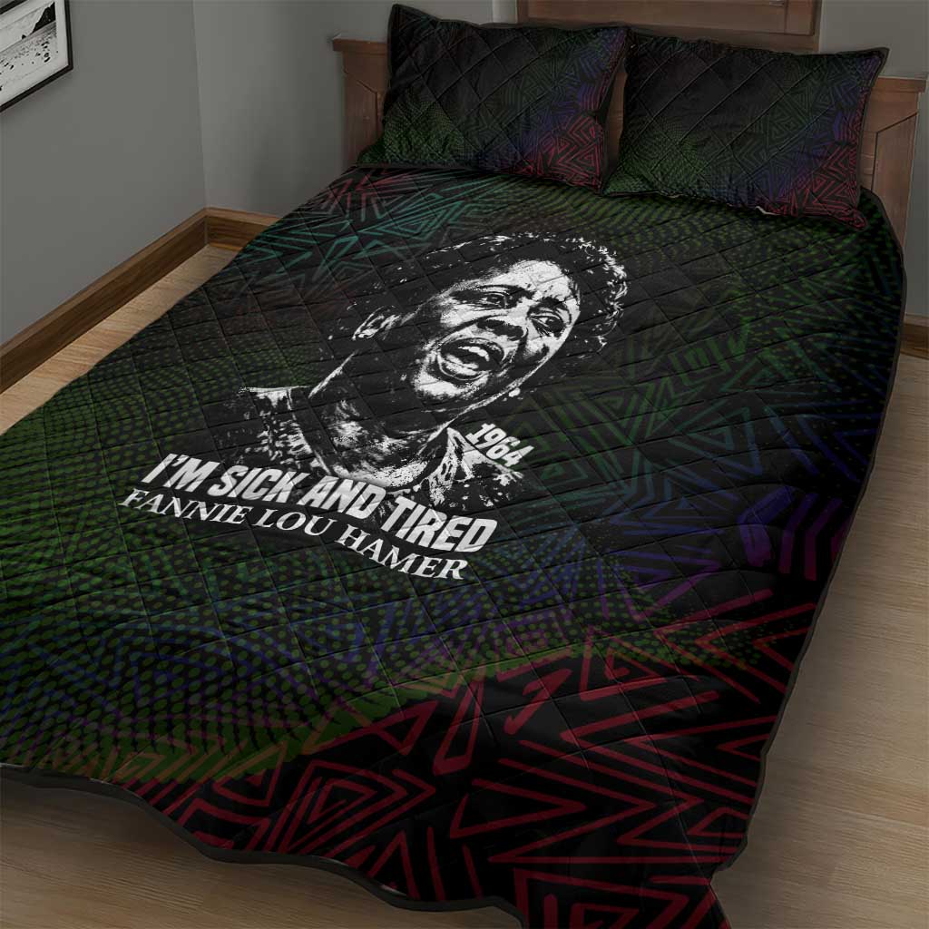 Fannie Lou Hamer Quilt Bed Set Im Sick and Tired Quote Design Bold Portrait and Civil Rights Movement Tribute - Wonder Print Shop