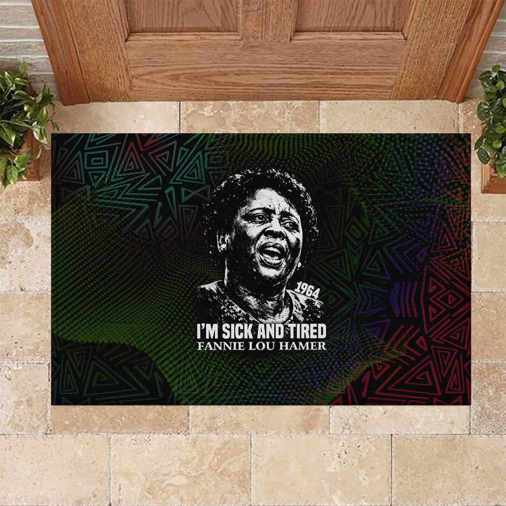 Fannie Lou Hamer Rubber Doormat Im Sick and Tired Quote Design Bold Portrait and Civil Rights Movement Tribute - Wonder Print Shop