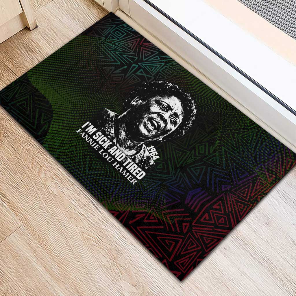 Fannie Lou Hamer Rubber Doormat Im Sick and Tired Quote Design Bold Portrait and Civil Rights Movement Tribute - Wonder Print Shop