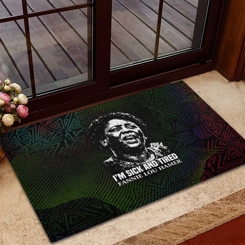 Fannie Lou Hamer Rubber Doormat Im Sick and Tired Quote Design Bold Portrait and Civil Rights Movement Tribute - Wonder Print Shop
