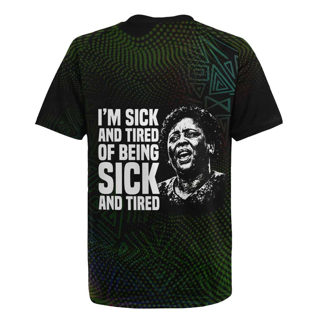 Fannie Lou Hamer Rugby Jersey Im Sick and Tired Quote Design Bold Portrait and Civil Rights Movement Tribute - Wonder Print Shop