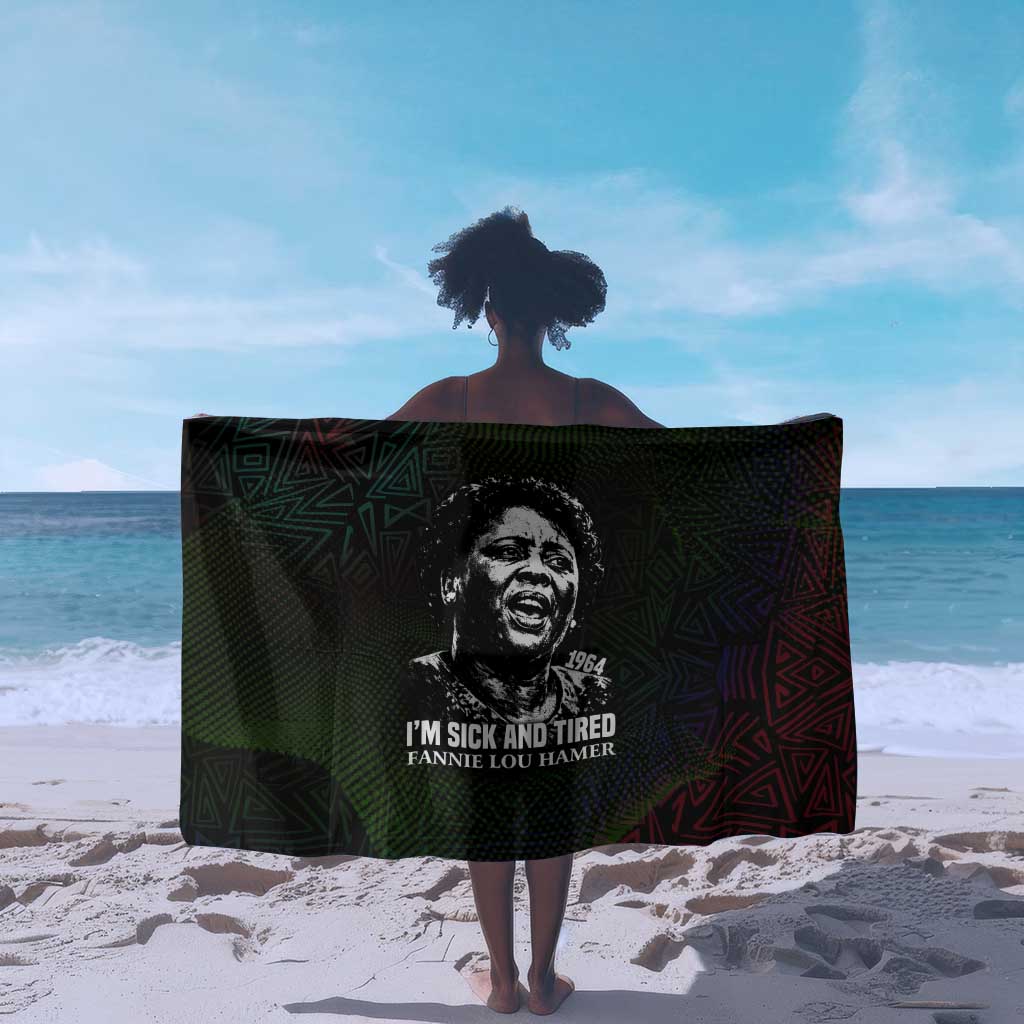 Fannie Lou Hamer Sarong Im Sick and Tired Quote Design Bold Portrait and Civil Rights Movement Tribute - Wonder Print Shop