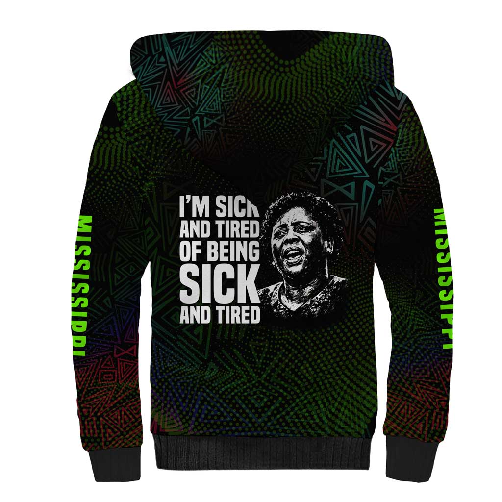 Fannie Lou Hamer Sherpa Hoodie Im Sick and Tired Quote Design Bold Portrait and Civil Rights Movement Tribute - Wonder Print Shop