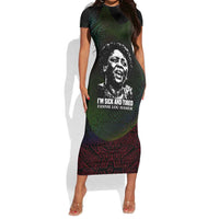 Fannie Lou Hamer Short Sleeve Bodycon Dress Im Sick and Tired Quote Design Bold Portrait and Civil Rights Movement Tribute - Wonder Print Shop