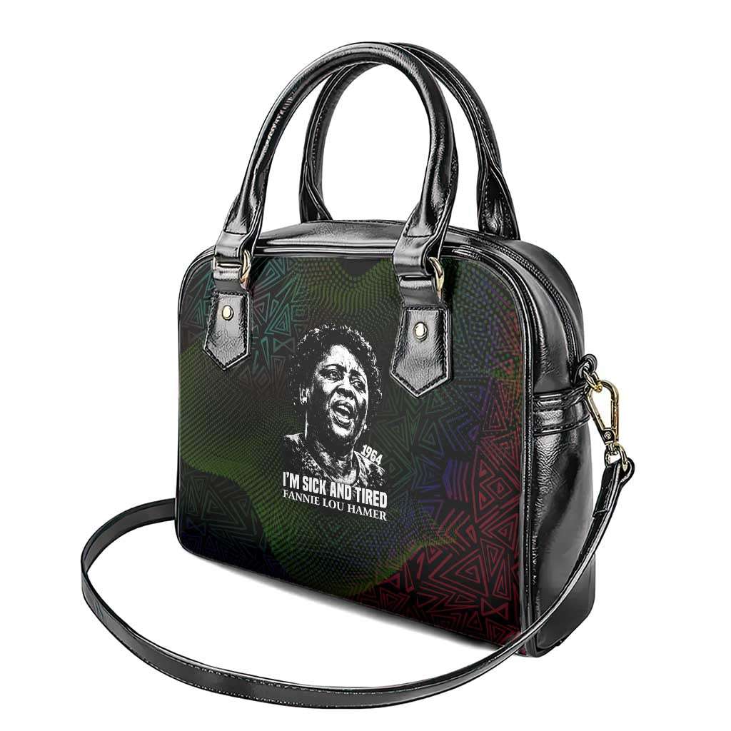 Fannie Lou Hamer Shoulder Handbag Im Sick and Tired Quote Design Bold Portrait and Civil Rights Movement Tribute - Wonder Print Shop