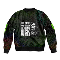 Fannie Lou Hamer Sleeve Zip Bomber Jacket Im Sick and Tired Quote Design Bold Portrait and Civil Rights Movement Tribute - Wonder Print Shop