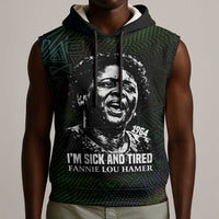 Fannie Lou Hamer Sleeveless Hoodie Im Sick and Tired Quote Design Bold Portrait and Civil Rights Movement Tribute - Wonder Print Shop