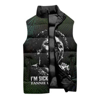 Fannie Lou Hamer Sleeveless Puffer Jacket Im Sick and Tired Quote Design Bold Portrait and Civil Rights Movement Tribute - Wonder Print Shop