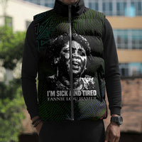 Fannie Lou Hamer Sleeveless Puffer Jacket Im Sick and Tired Quote Design Bold Portrait and Civil Rights Movement Tribute - Wonder Print Shop
