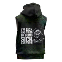 Fannie Lou Hamer Sleeveless Zip Hoodie Im Sick and Tired Quote Design Bold Portrait and Civil Rights Movement Tribute - Wonder Print Shop
